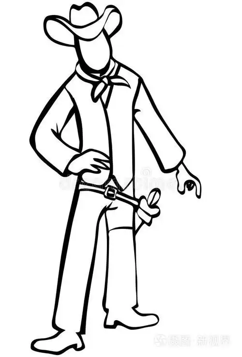 黑白牛仔简图插画-正版商用图片0khfm9-摄图新视界