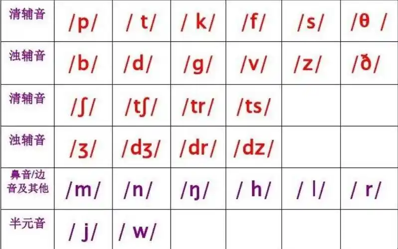 音素表中辅音有哪些