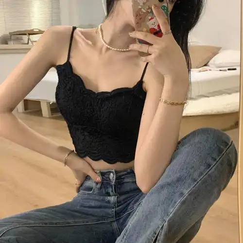 实拍实价早春新款背心吊带女纯yu百搭小背心蕾丝花边内搭