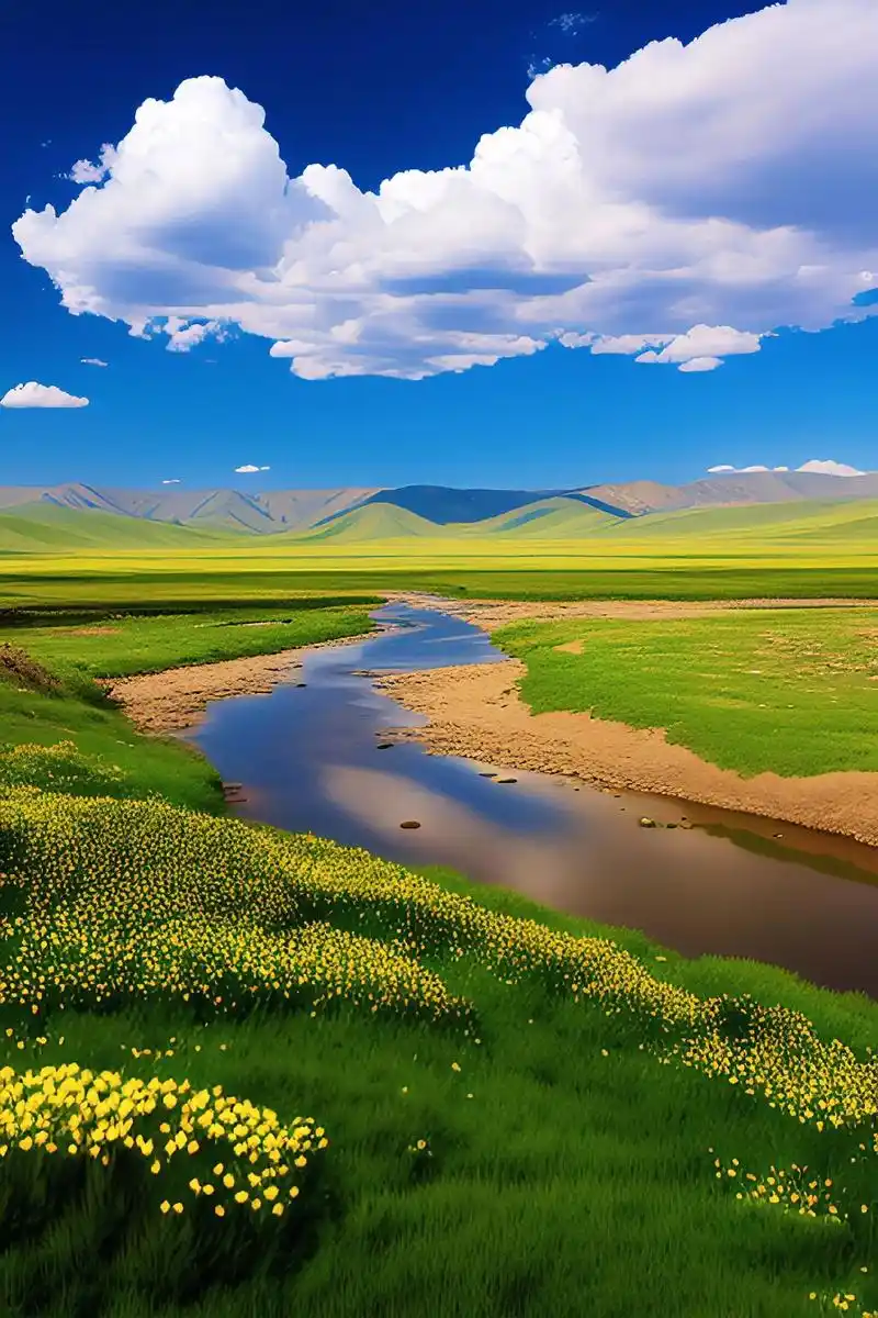 来到这里,看到蓝天白云,一望无际的草原