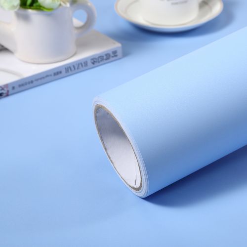 加厚纯色墙纸自粘浅蓝色素色背景墙网红即时贴家具翻新贴防水贴纸