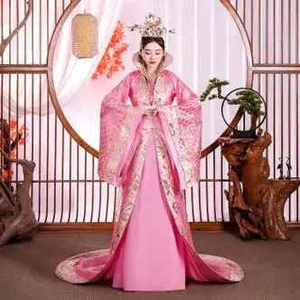 雪汾唐制汉服女唐朝贵妃红色拖尾中国风古装嫁衣凤冠霞帔皇后婚礼服装