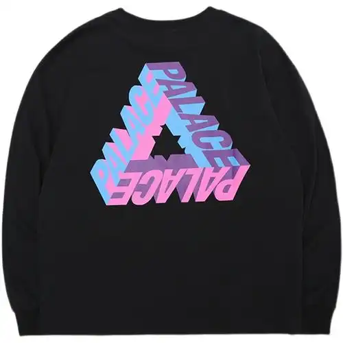 欧美街头潮牌三角形3d幻影长袖宽松高街圆领t恤