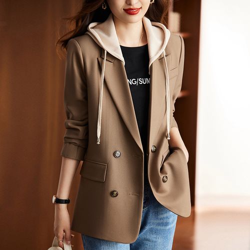 时尚西装外套女2022秋冬长袖百搭休闲气质假两件高级感上衣小西服