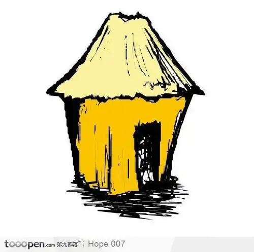 手绘稻草屋插图