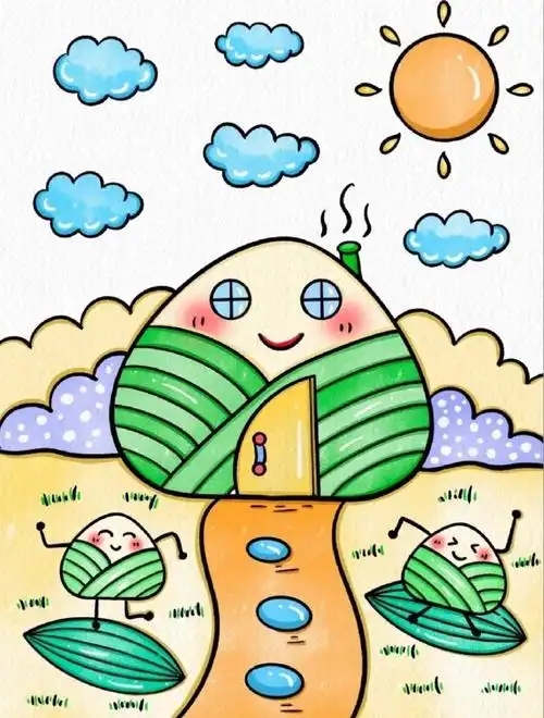 端午节粽子主题画,和孩子一起画画吧秒会简笔画超话