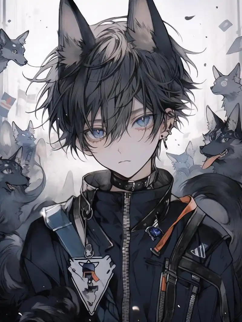 狼崽 | 动漫男头头像壁纸插画素材 美丽的小姐,我不会伤害你