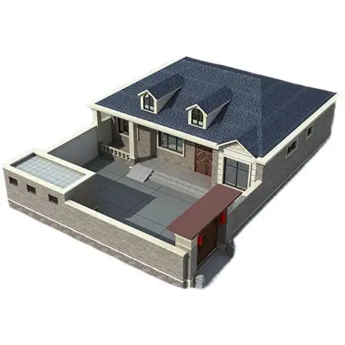 一层带小院的农村别墅设计设计图图纸中式平房样图