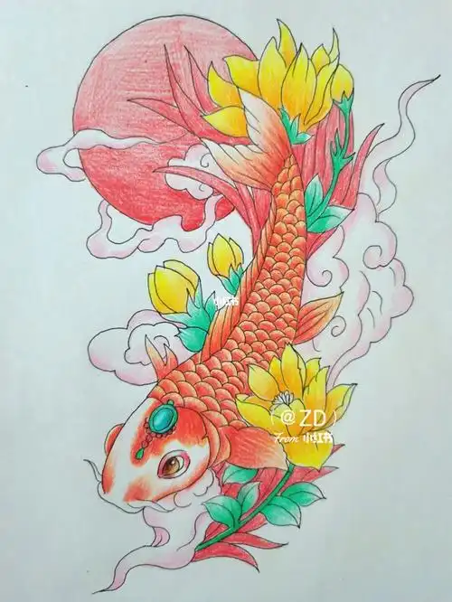 彩铅鲤鱼
