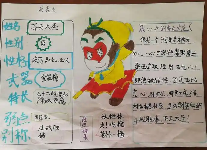 《西游记》人物研究一(2013级通师二附六2班) 写美篇我眼中的孙悟空