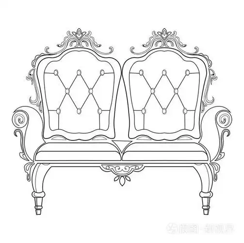 巴洛克式家具丰富的沙发手工制作的装饰的装饰矢量图