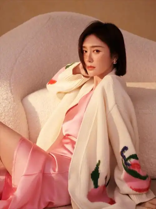 秦岚穿睡衣风连衣裙拍写真,43岁的年纪依然渴望爱情