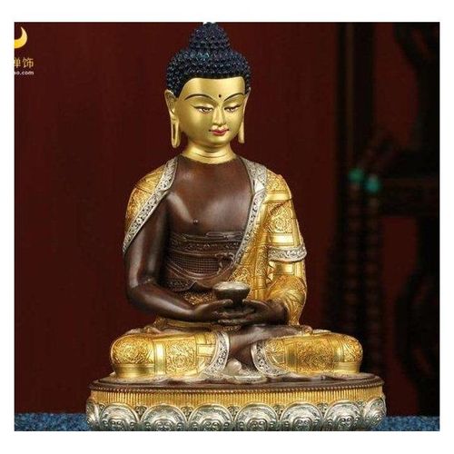 纯铜阿弥陀佛佛像 西藏佛教家用居家供奉摆件鎏金鎏银精工a级7寸