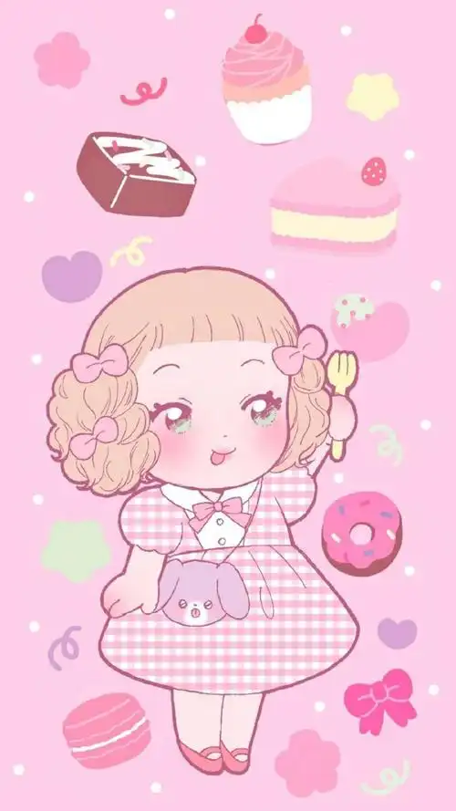 粉色系少女可爱卡通插画