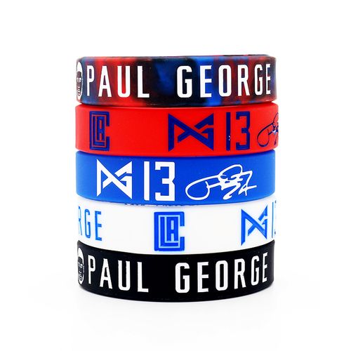 13号快船队保罗乔治手环周边签名篮球运动硅胶腕带泡椒同歀手链男女