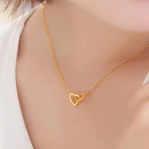 中国黄金 足金恋上心上心套链精品计价