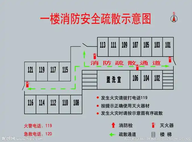 消防疏散图图片
