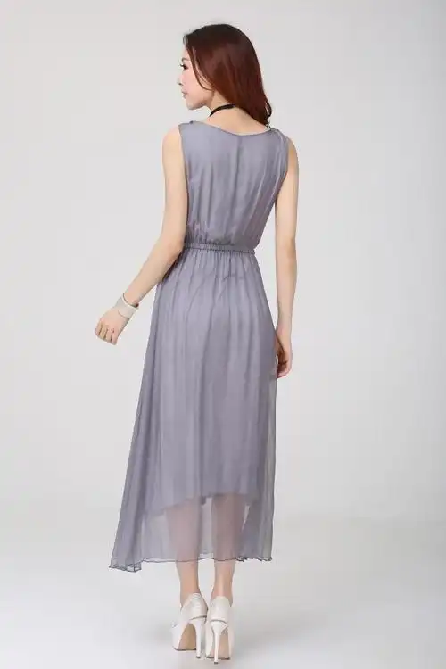 [包邮]2015夏季新款女装ol气质真丝连衣裙修身桑蚕丝长裙高档品牌女