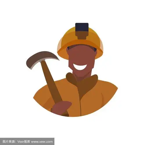 男矿工手持镐斧面阿凡达开心男人