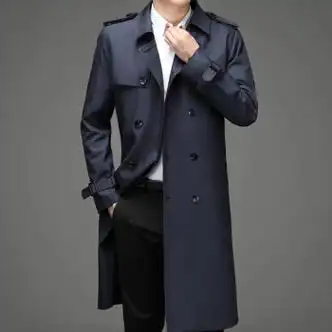 梵侈赫尔轻奢品牌风衣男中长款春秋季韩版过膝英伦风双排扣冲风衣商务