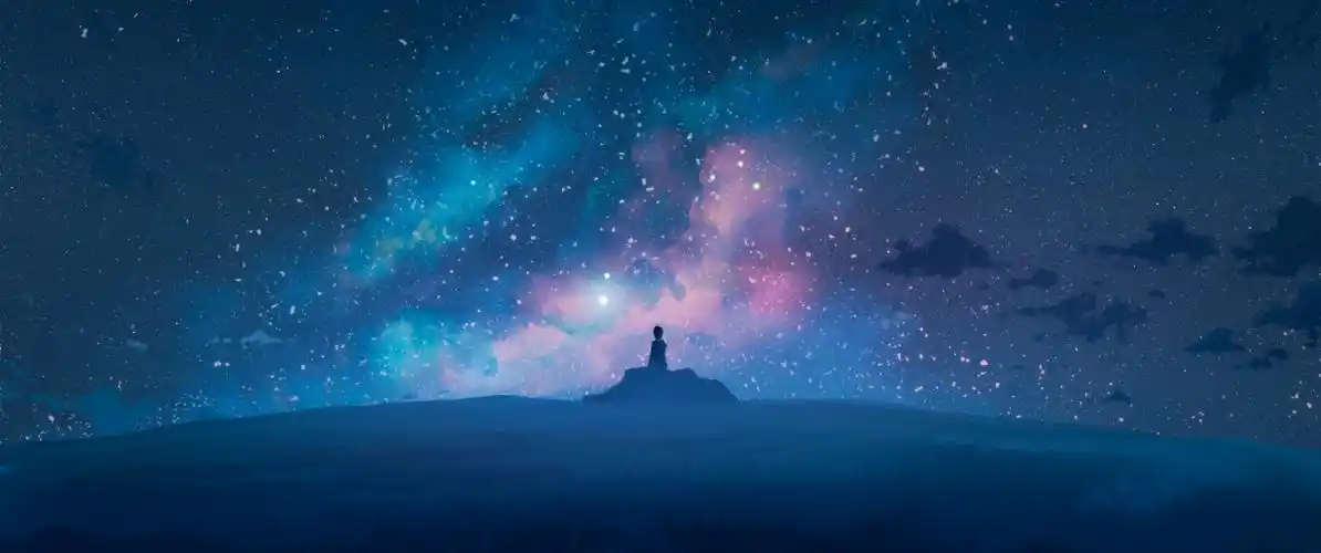 宇宙星空云一个人心愿愿望3440x1440动漫壁纸