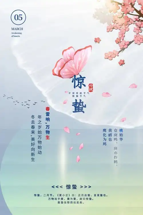 惊蛰图片配图海报大全带字简单惊蛰祝福问候说说文案句子