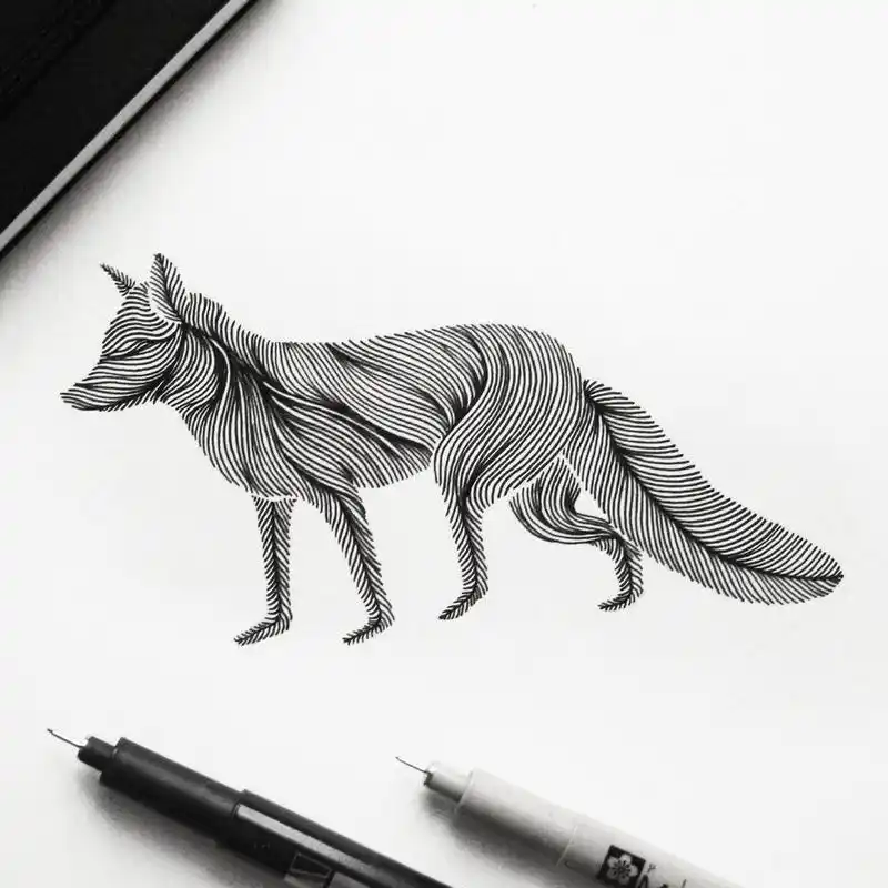 针管笔创意黑白装饰画,这线条绝了,这样的风格你们喜欢吗?