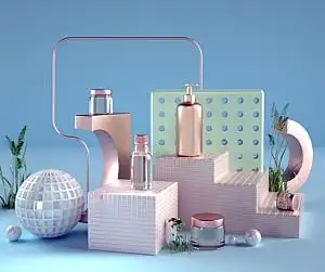 女性化妆品场景c4d电商背景模型下载