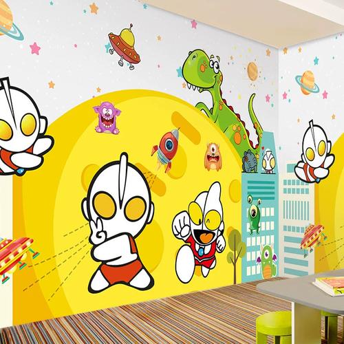 3d卡通星球太空儿童房墙纸男女孩卧室床头可爱壁纸定制背景墙壁画