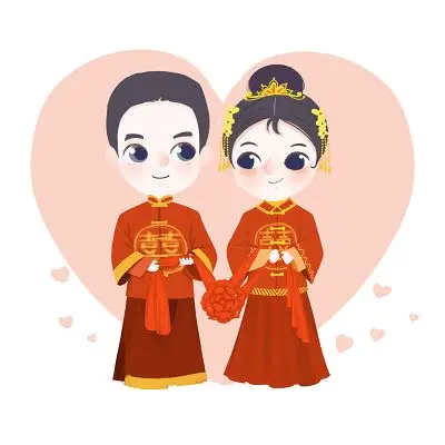 手绘卡通婚礼新郎新娘原创人物素材