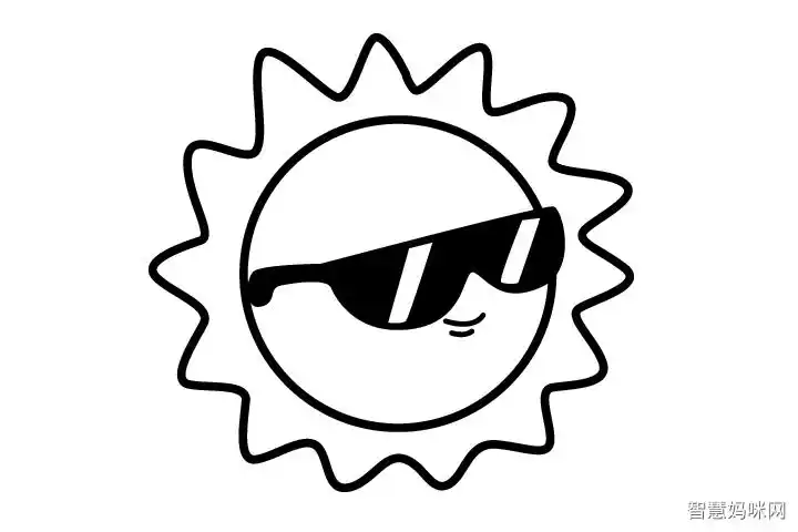 卡通太阳天气图标的画法 - 简笔画 - 智慧妈咪网