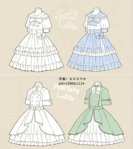 sai资源库# lolita动漫裙子样式绘画参考,每种都美美哒,自己收藏,转