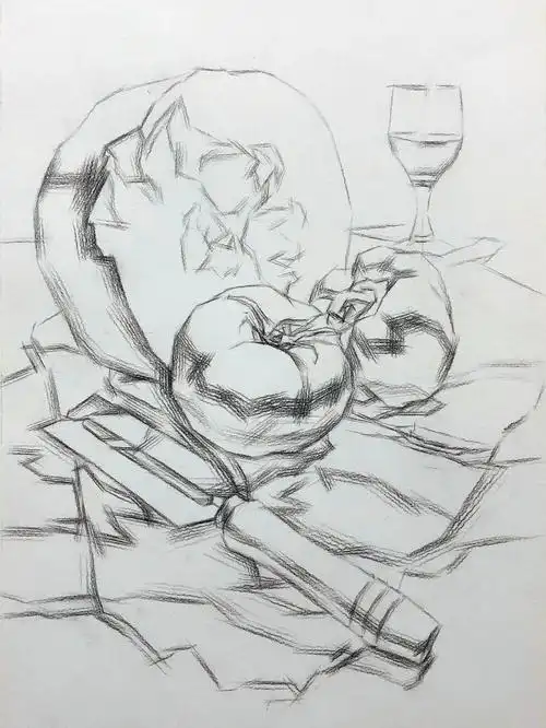 素描冬瓜蔬菜静物组合步骤