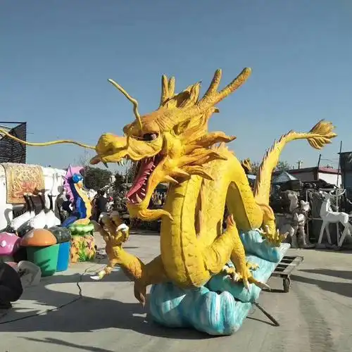 玻璃钢龙雕塑中国龙雕塑大型玻璃钢雕塑大型园林景观雕塑动物不锈钢