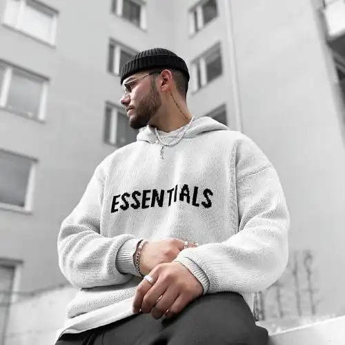 复线essentials潮牌宽松秋冬针织衫连帽毛衣男