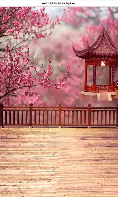 最新桃园主题背景布 儿童摄影背景布 古装背景 全家福亭子背景布