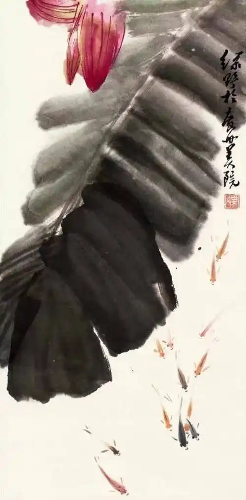 酷暑难耐国画芭蕉叶下一片清凉