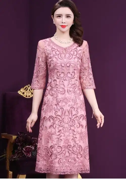 王小鸭法式宽松品牌女装春装新款仙女超仙网纱刺花连衣