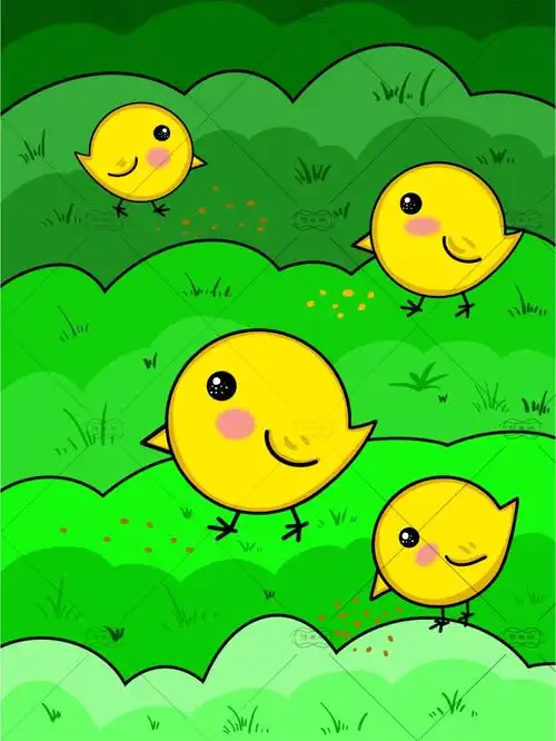 马克笔小鸡儿童画【内附线稿】小鸡简笔画