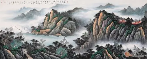 山水画作品《九章-屈原》来源:易从网安静的内心,用水墨和颜色勾勒