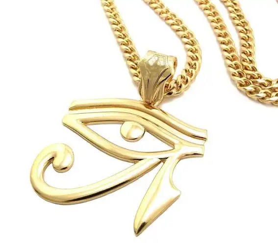 18k黄金埃及荷鲁斯之眼吊坠项链