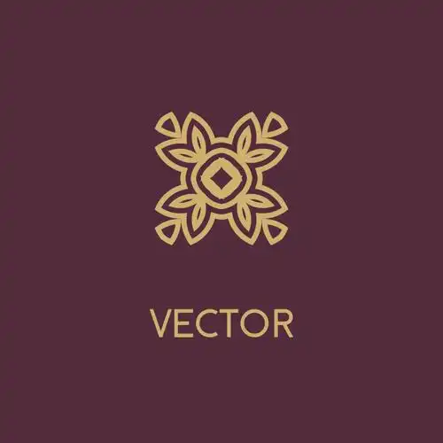 抽象矢量金色极简标志设计图片素材-矢量金色线型logo插画素材-jpg