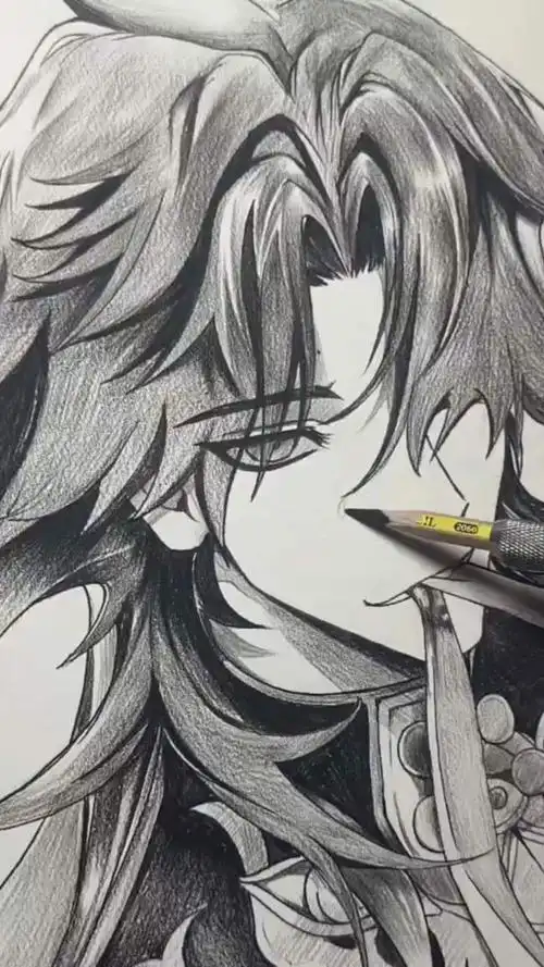 崩坏迷都说帅气的角色排线解压绘画过程分享