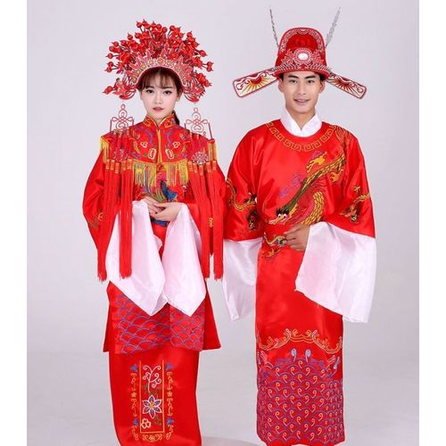 女驸马状元服凤冠霞帔中式婚礼新郎新娘服装帽子结婚古装戏服演出