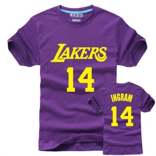 湖人时期14号英格拉姆球衣训练服纯棉篮球短袖t恤运动半袖