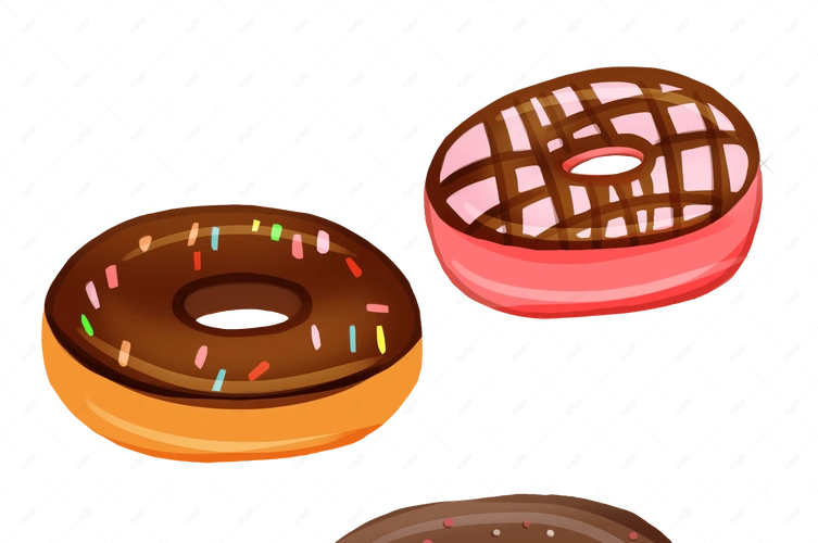 手绘卡通零食面包甜甜圈