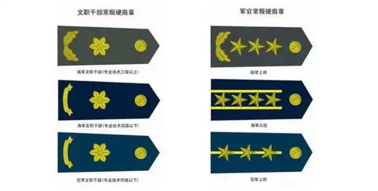 中国的军衔等级及标志军衔级别排序从小到大图片