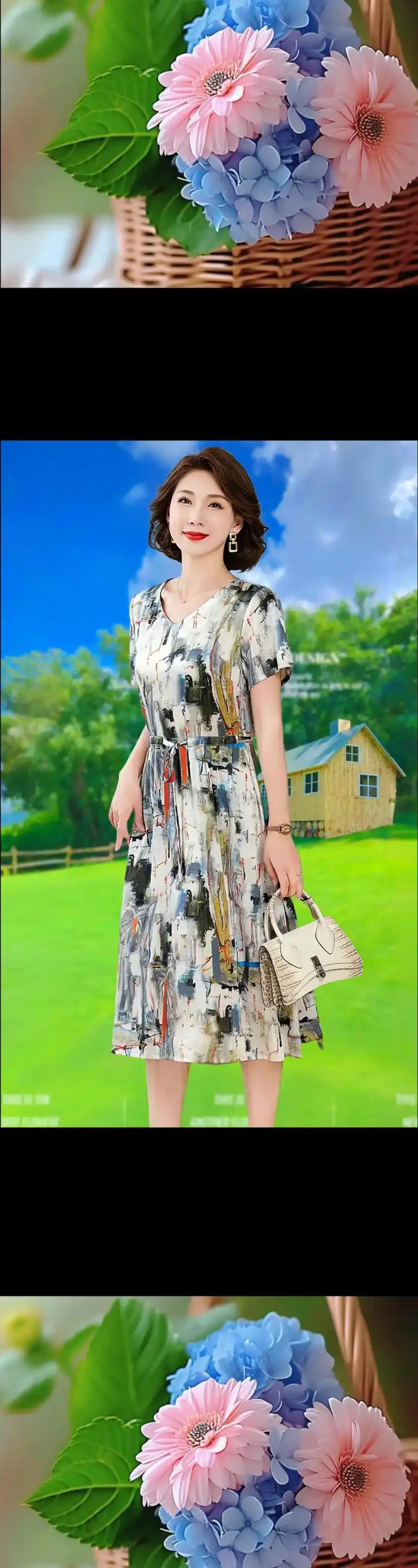 创作灵感我的新宠来啦!杭州真丝桑蚕丝夏季新款显瘦遮肉连衣裙