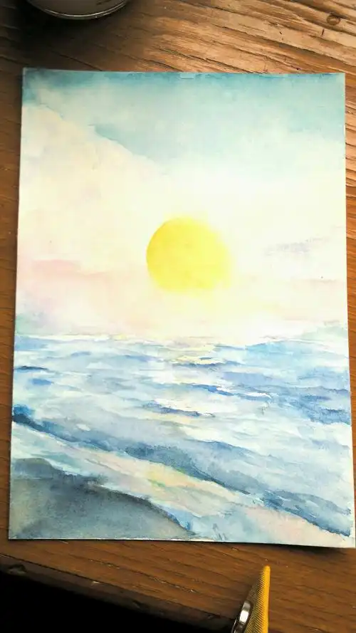 今天的尝试水彩风景,是日出