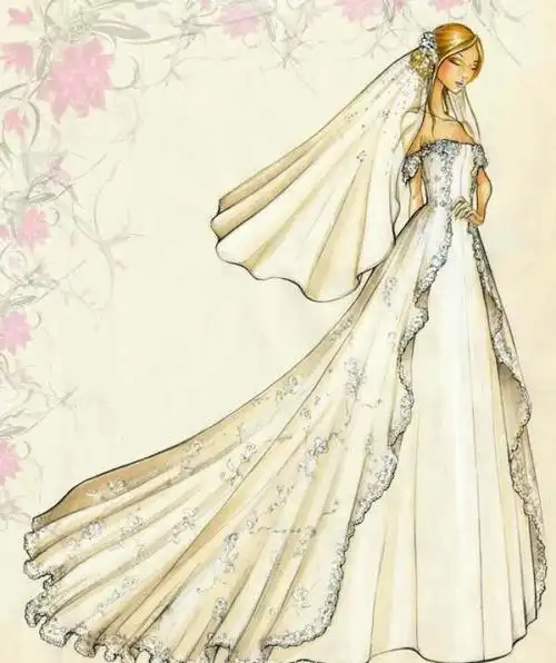 分享一组来自英国设计师valeria的华丽梦幻婚纱手绘作品